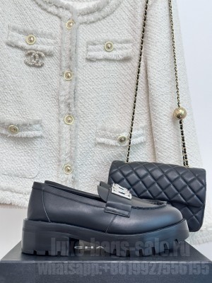 Chanel Lambskin Heel Loafers 5.5cm with Framed CC 2023 016