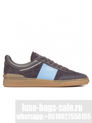 Valentino Unisex Upvillage Low Top Sneaker In Split Leather And Calfskin Nappa Leather Black