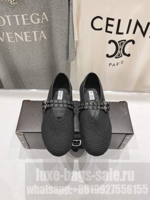 Alaïa BALLET FLATS IN PAPER STRAW BLACK