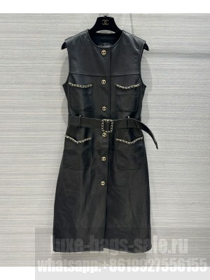 Chanel Women's Leather Dress Black