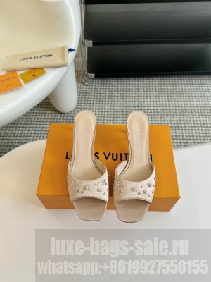 Louis Vuitton Blooming Slide 5.5/7.5cm in Satin and Strass Beige Mule 2024
