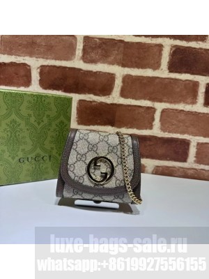 Gucci Blondie card case wallet GG Supreme canvas 725219 brown