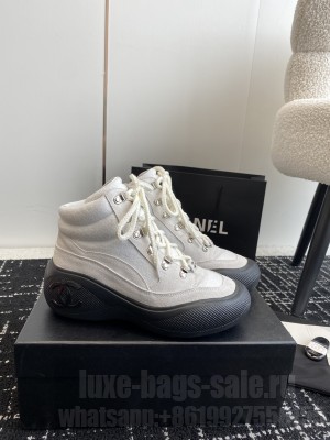 Chanel Coco Neige Wool and Suede 5cm G45337 White Snow Sneakers