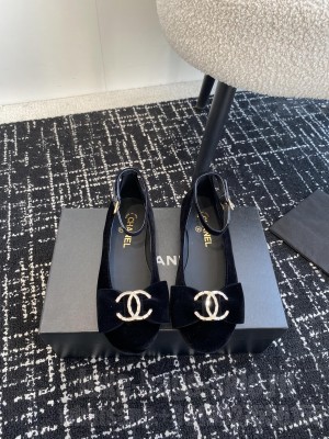 Chanel Velvet, Strass & Metal Black G46022 MARY JANES Flat