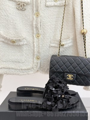 Chanel mules suede Kidskin & Strass Black G46231 2025