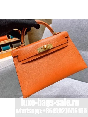 Hermes Mini Kelly II Bag in Original Chevre Leather Orange