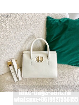 Christian Dior 30 Montaigne St. Honore Bag 25cm Grained Calfskin Leather Cruise 2021 Collection, White