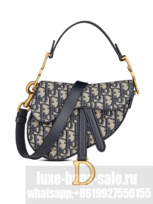 Christian Dior Mini Saddle Bag With Strap Dark Blue