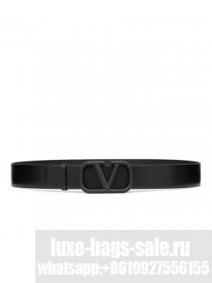 Valentino Vlogo Signature Calfskin Belt 40mm Black
