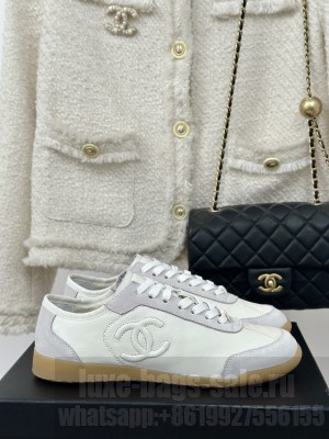 Chanel Calfskin & Suede G45996 White Sneakers 2024 