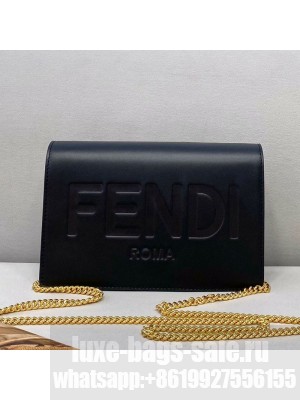 Fendi Leather Wallet on Chain Mini Bag Black  2021 Collection