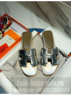 Hermes Oran Flat slippers in Box calfskin 026 2021 Collection