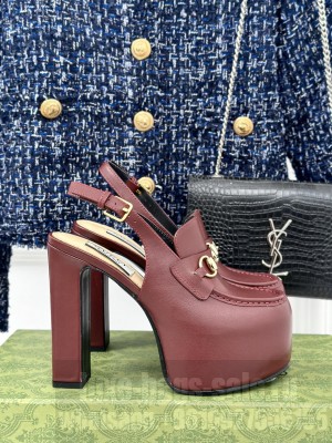 Gucci 5cm Platform 13.5cm Heel Slingback Pumps with Horsebit 09