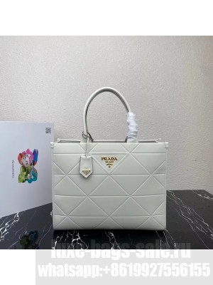 Prada Large leather Prada Symbole bag with topstitching 1BA377 WHITE