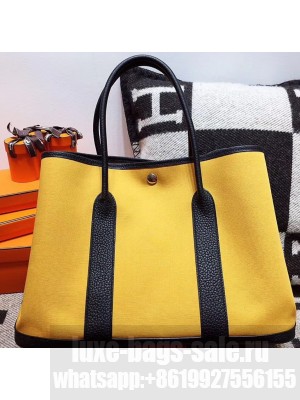 Hermes Canvas Garden Party 36 Bag Yellow/Black