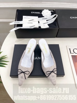 Chanel suede with bow white Mule 2025