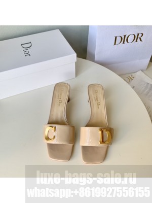 Dior C'est Dior Heeled Slide Sandals 4.5cm in Velvet with CD Letters 2023 light pink