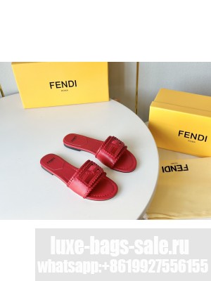 Fendi Signature leather slides red