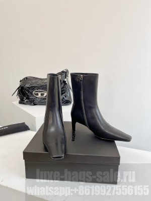 Jil Sander 5cm Thick Heel Calfskin Leather side zip boots Black