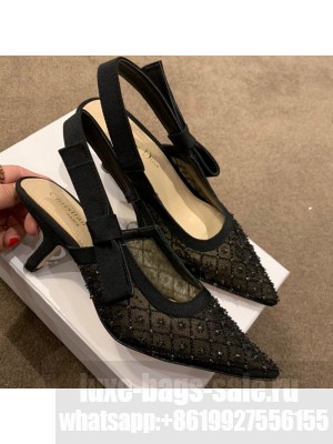 Dior J'Adior Slingback Pumps/Ballerinas Flats in Black Crystal Mesh Embroidery Spring/Summer 2021 Collection 01