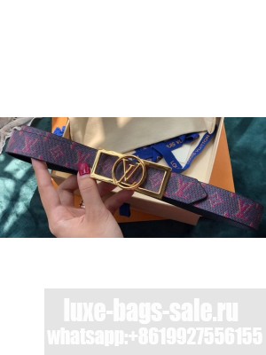 Louis Vuitton Width 3cm Square Circle LV Belt Red/Gold