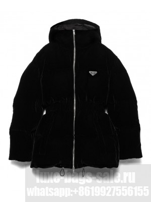 Prada Women's Velvet Down Jacket Black