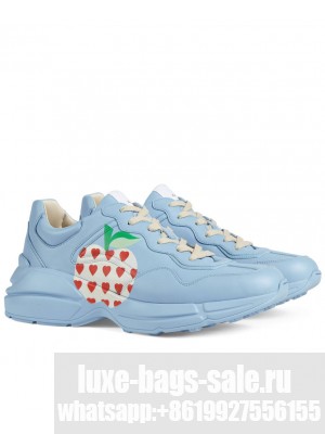 Gucci Unisex Rhyton Series Heart Apple Sneakers Blue