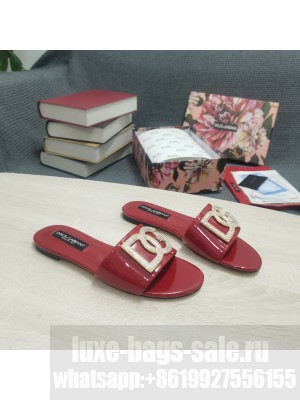 DOLCE & GABBANA CALFSKIN SLIDERS DG CRYSTAL LOGO 2022 BURGANDY