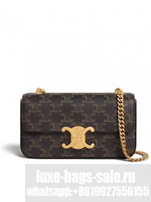 Celine Chain Shoulder Bag Triomphe In Triomphe Canvas Coffee