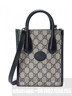 Gucci Mini Tote Bag With Interlocking G 671623 Dark Blue