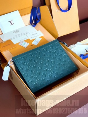 Louis Vuitton Pochette Voyage Monogram embossed cowhide leather MM M61692 Dark Green