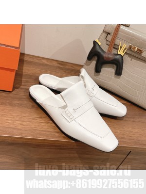 Hermes Perforated H Eloge Mule White 2022 Collection