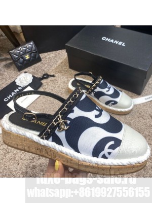 Chanel Slingback Print Canvas Espadrilles White Spring/Summer 2021 Collection