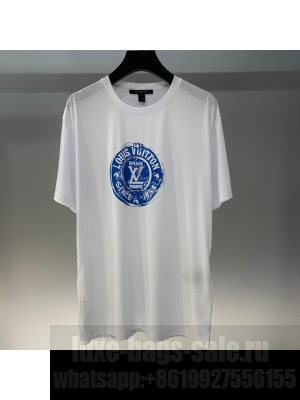 Louis Vuitton Cotton T-Shirt White/Blue 2025