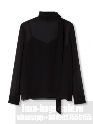Gucci Women's Silk Georgette Top Black