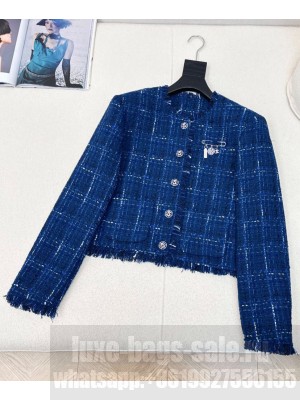 Chanel Women's Tweed Jacket Blue