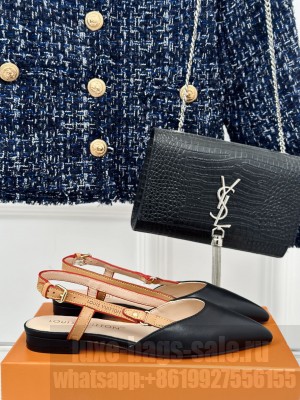 Louis Vuitton 1ACAXA Blossom Lambskin Slingback Flat Ballerina Black