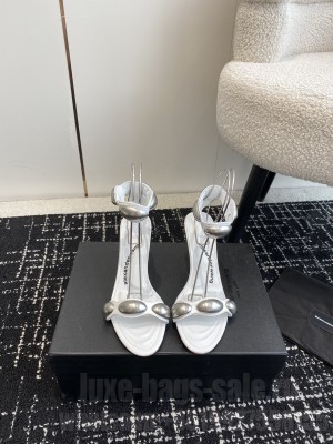 Alexander Wang dome 65 mid heel goatskin sandal 2024 White