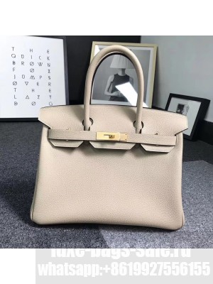 Hermes Birkin 25cm Bag in Original Togo Leather Bag Poussiere