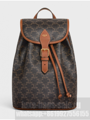 CELINE MEDIUM BACKPACK FOLCO IN TRIOMPHE CANVAS AND CALFSKIN 117902 TAN
