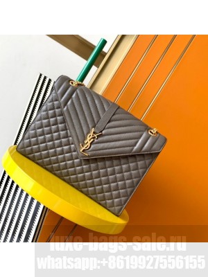 SAINT LAUREN ENVELOPE LARGE BAG IN MIX MATELASSE GRAIN DE POUDRE EMBOSSED LEATHER 600166 gray