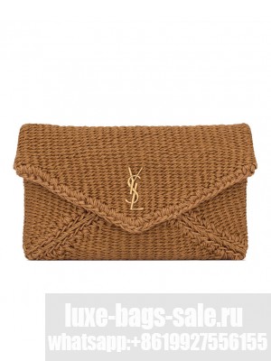 Saint Laurent Cassandre Large Envelope Pouch In Rope Apricot