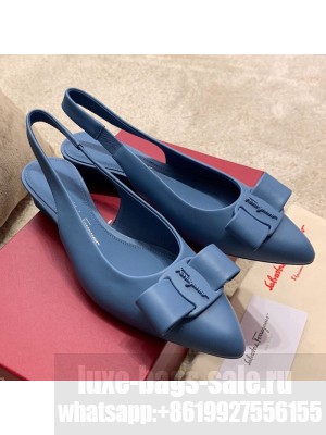 Salvatore Ferragamo Viva Lambskin Bow Slingback Blue Spring/Summer 2021 Collection