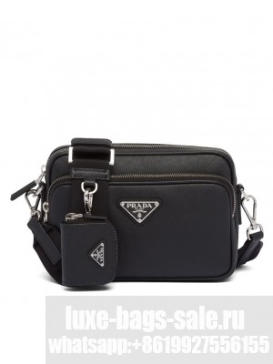 Prada Saffiano Leather Shoulder Bag 2VH170 Black