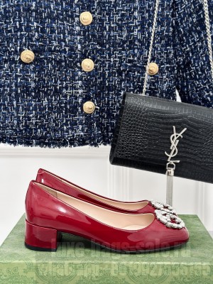 Gucci Logo Embellished 35mm Ballet Flats Burgundy