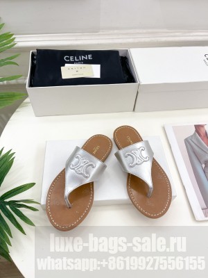 CELINE TRIOMPHE FLAT THONG IN CALFSKIN SILVER