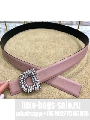 Dior Width 3cm Crystal D Buckle Belt Nude Pink