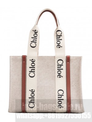 Chloe Medium Woody Tote Bag Coffee