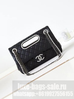 Chanel Original Leather Pearl CC LOGO Bag AS4221 Black
