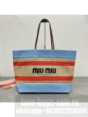 miumiu Raffia effect woven tote bag 5GB228-3